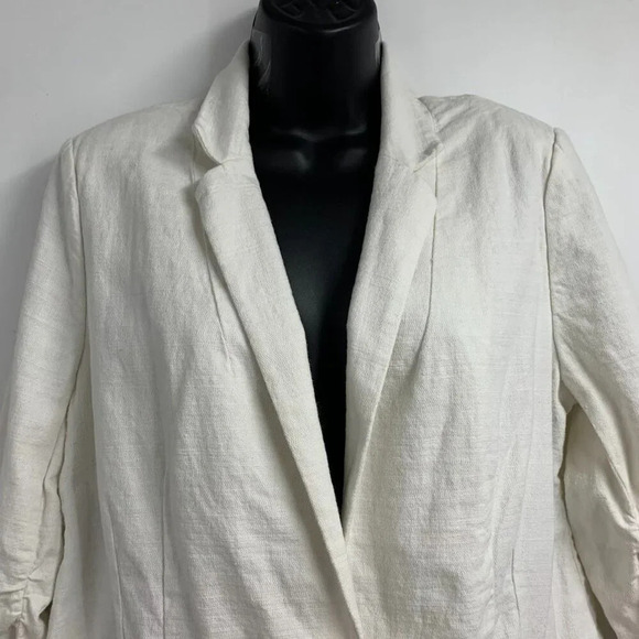 Anthropologie Elevenses Women's Cropped 1 Button Cotton Blazer SIze 12 - Picture 4 of 13